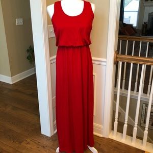 EUC red blouson maxi dress racer back medium